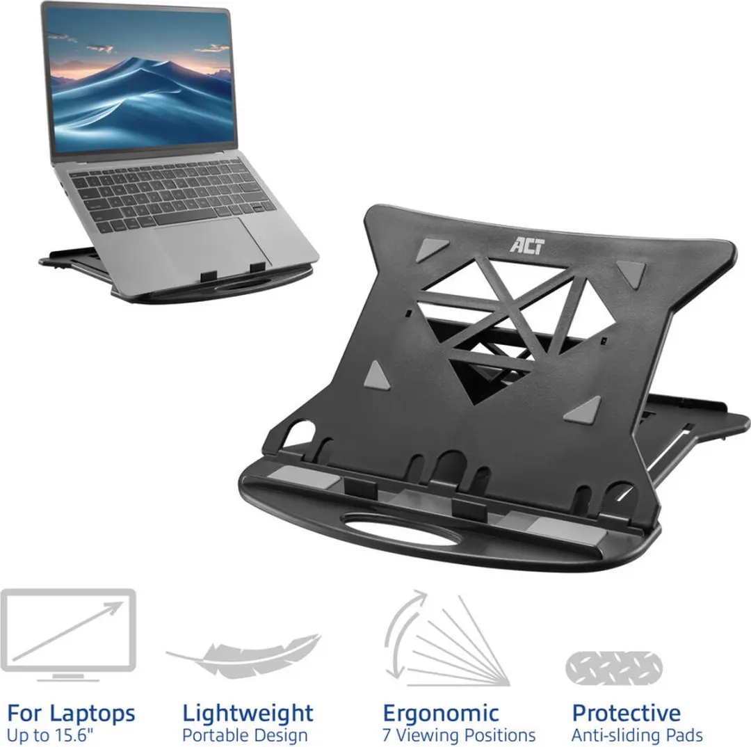 ACT AC8150 Laptopstandaard - Inklapbaar 13-15.6" - Zwart - afbeelding 6 van 6