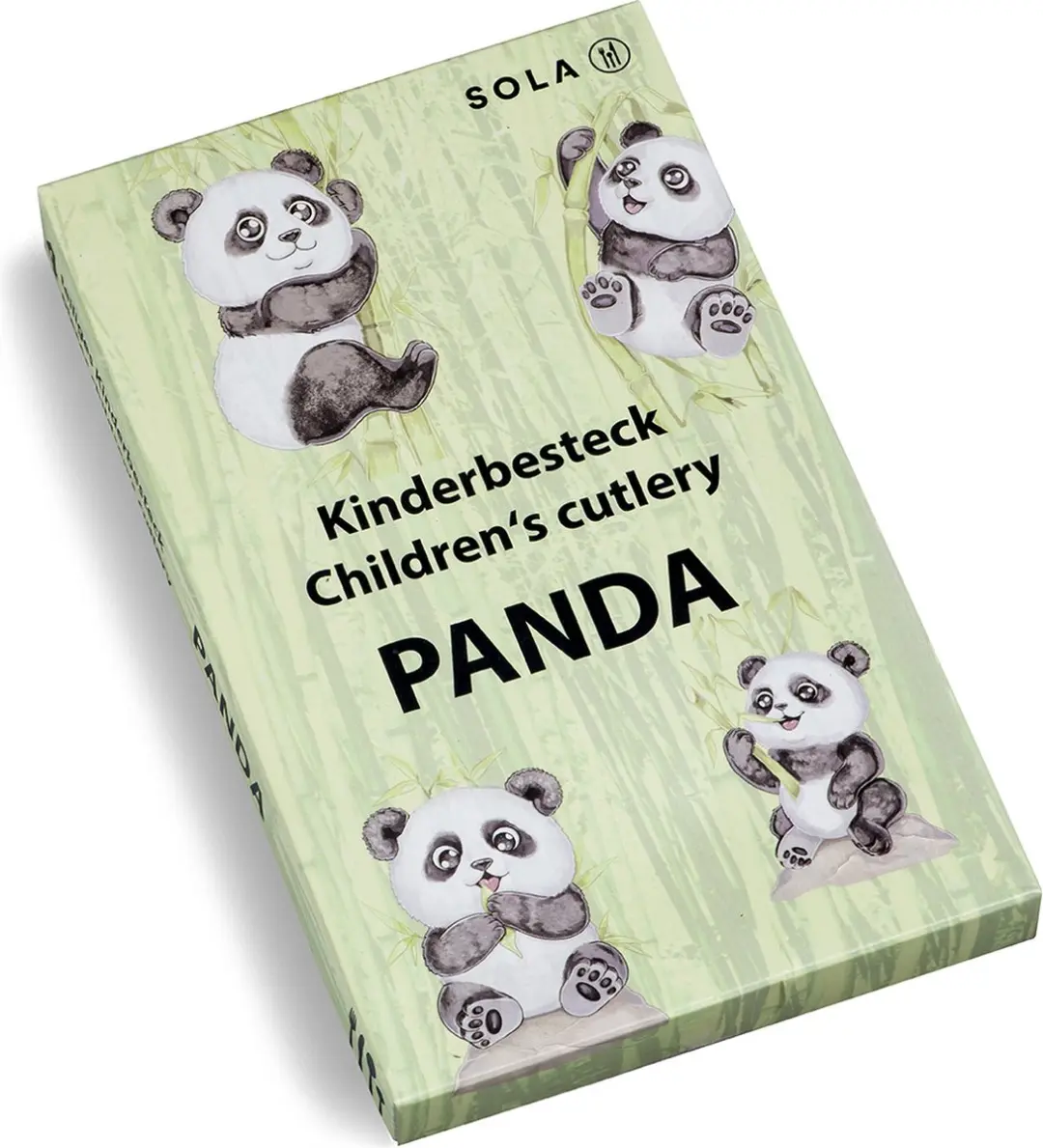 Sola Kinderbestek Pandaberen 4-delig - Zilver