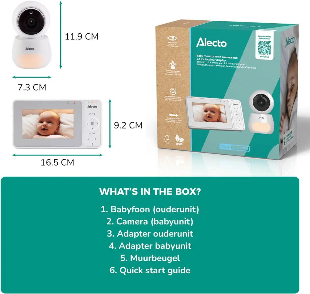 Alecto DVM2043 Babyfoon met Camera 4.3" - Wit