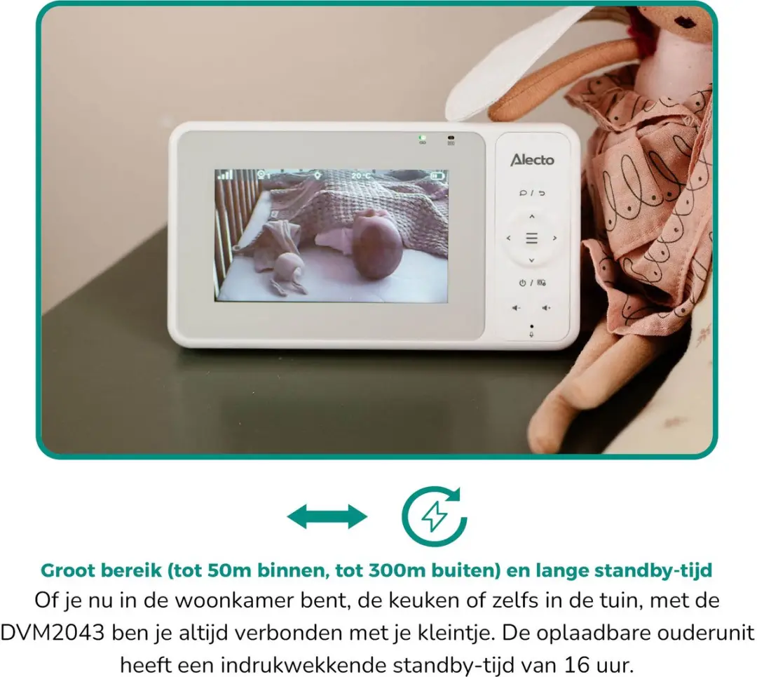 Alecto DVM2043 Babyfoon met Camera 4.3" - Wit