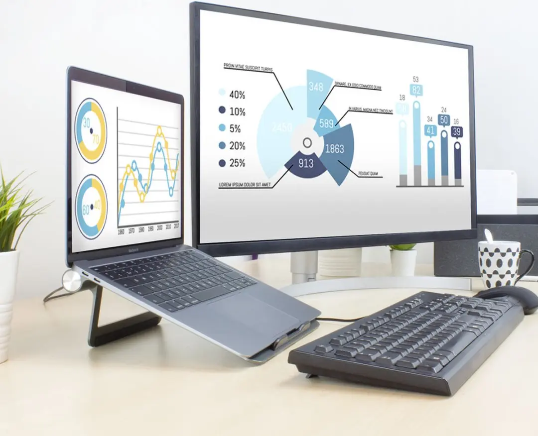 ACT AC8125 Laptopstandaard - Grijs - USB-C Dock