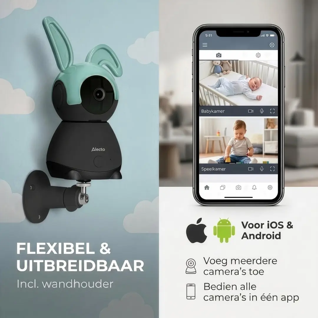 Alecto SMARTBABY10BK Wifi Babyfoon met Camera - Full HD - Zwart - afbeelding 6 van 6
