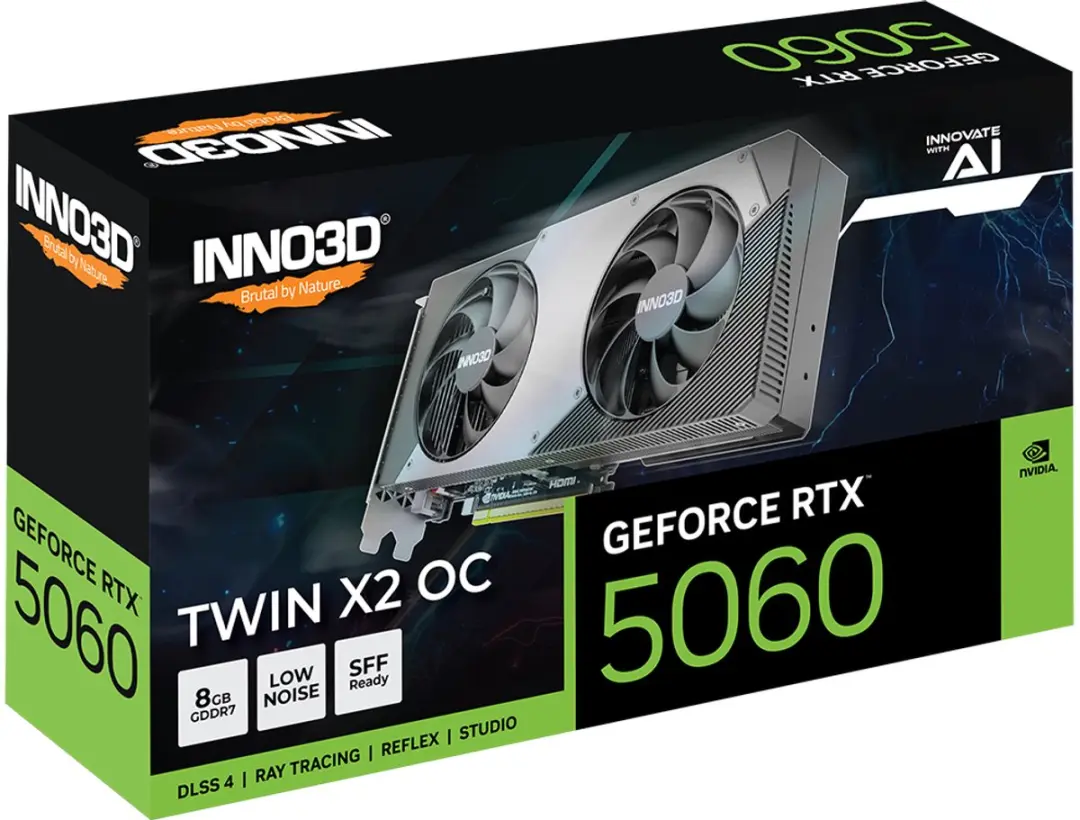 INNO3D NVIDIA GeForce RTX 5060 TWIN X2 OC Videokaart 8GB GDDR7