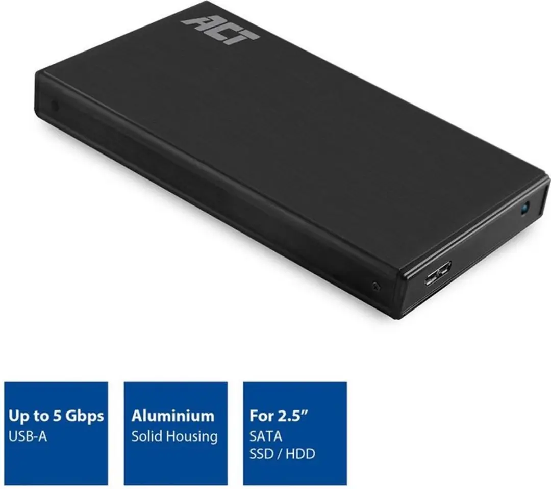ACT AC1200 2,5" SATA Harde Schijf Behuizing - Zwart