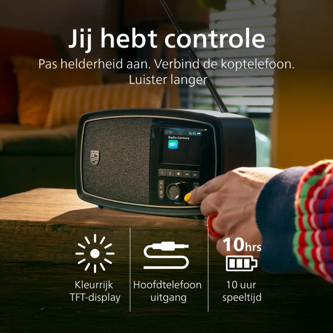 Philips Century Range TAV2000DB FM-DAB+ Radio - Zwart