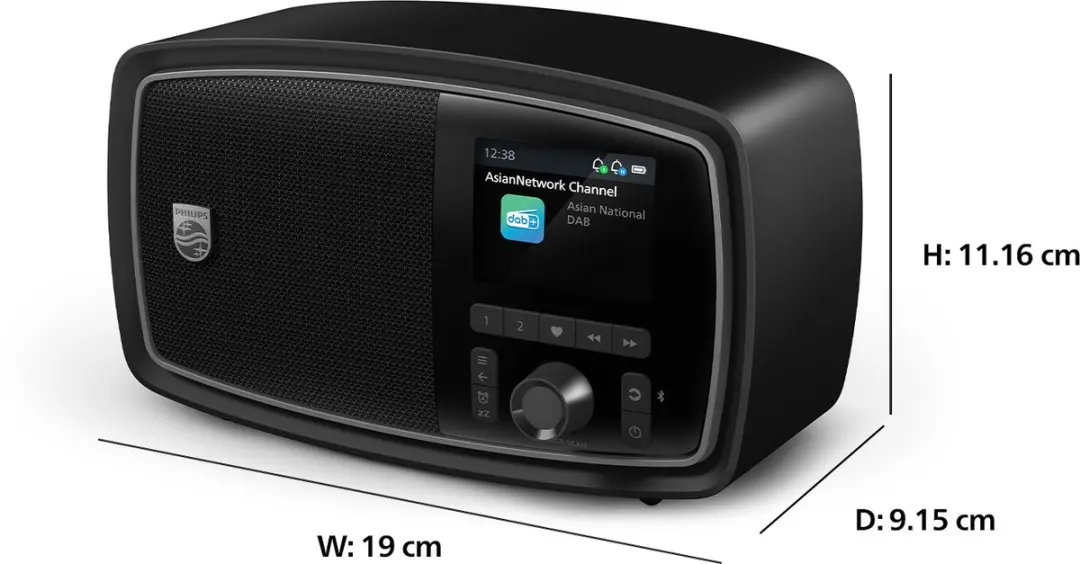 Philips Century Range TAV2000DB FM-DAB+ Radio - Zwart