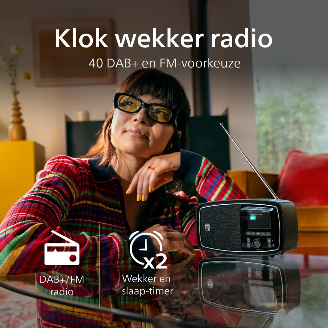 Philips Century Range TAV2000DB FM-DAB+ Radio - Zwart