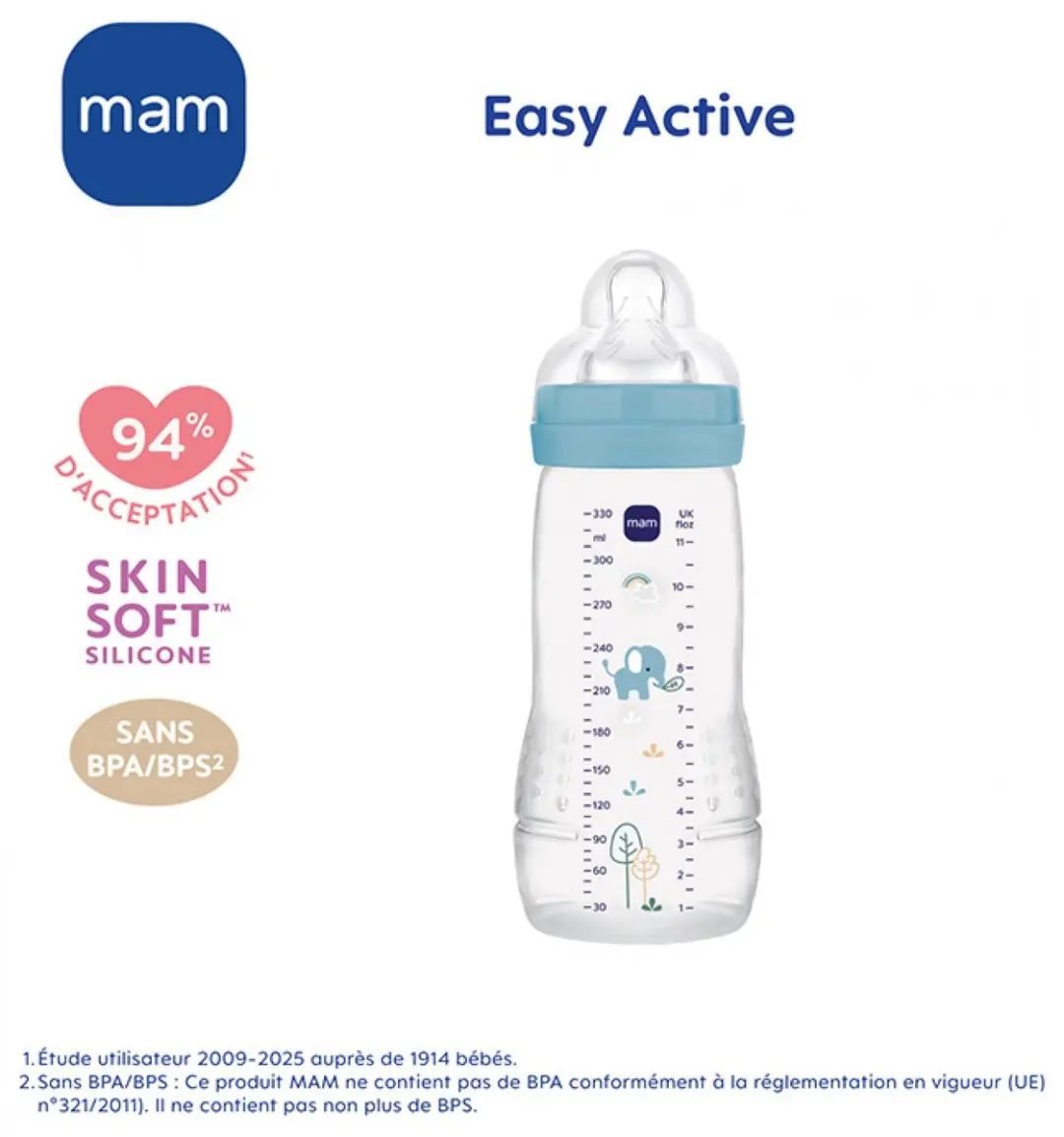 MAM Easy Active Fles 2e Fase 330ml - Blauw - afbeelding 6 van 6