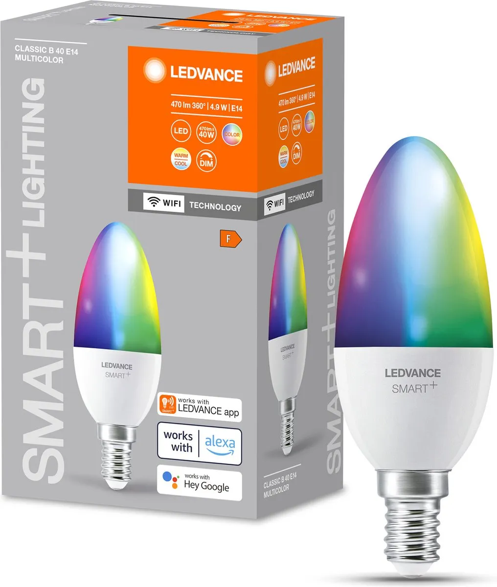 LEDVANCE SMART+ WIFI LEDlamp Candle 4,9W - 47 lm - RGBW - 2700K - afbeelding 6 van 6