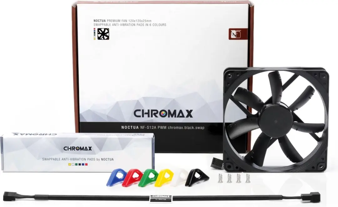 Noctua NF-S12A PWM chromax.black.swap Ventilator - Zwart