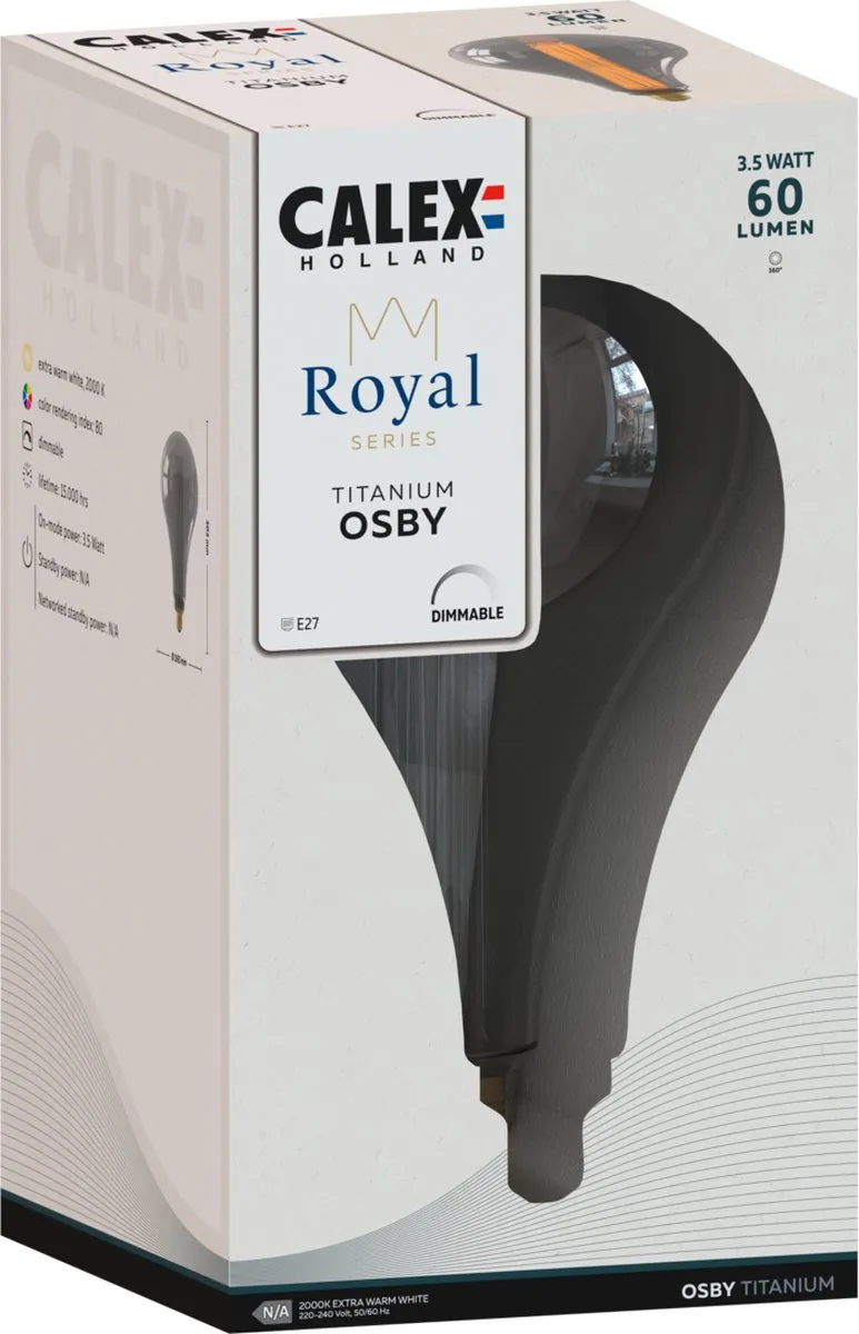 Calex XXL Royal Series Osby LED Lamp E27 3.5W - Warm Wit - 1800K - Helder Glas