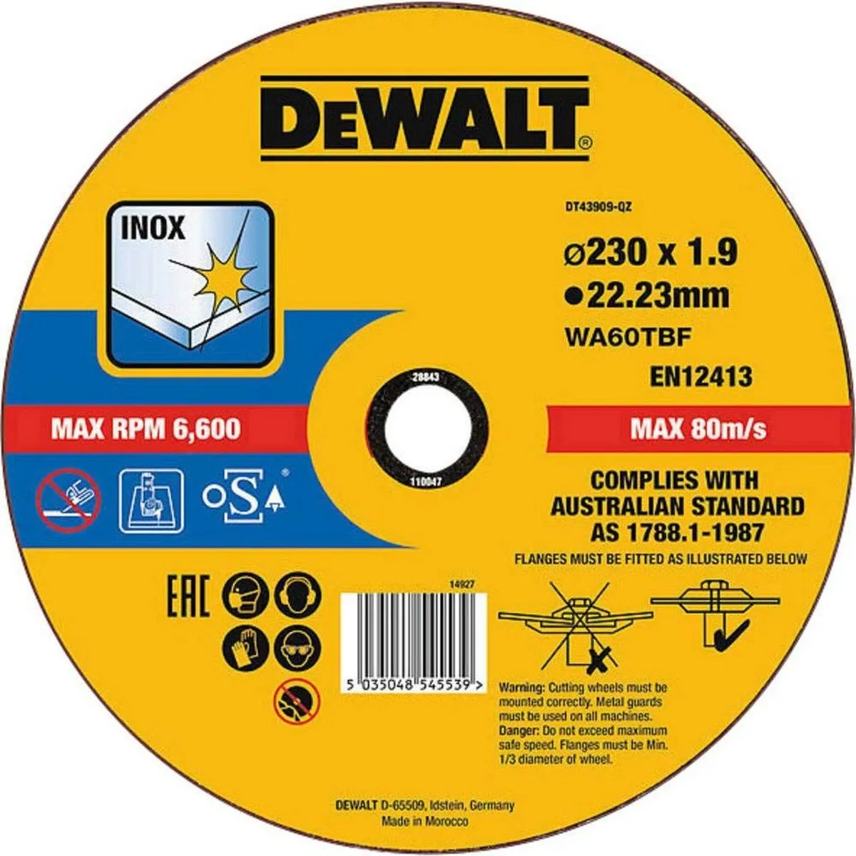 DeWalt DT43909 Doorslijpschijf RVS 230mm