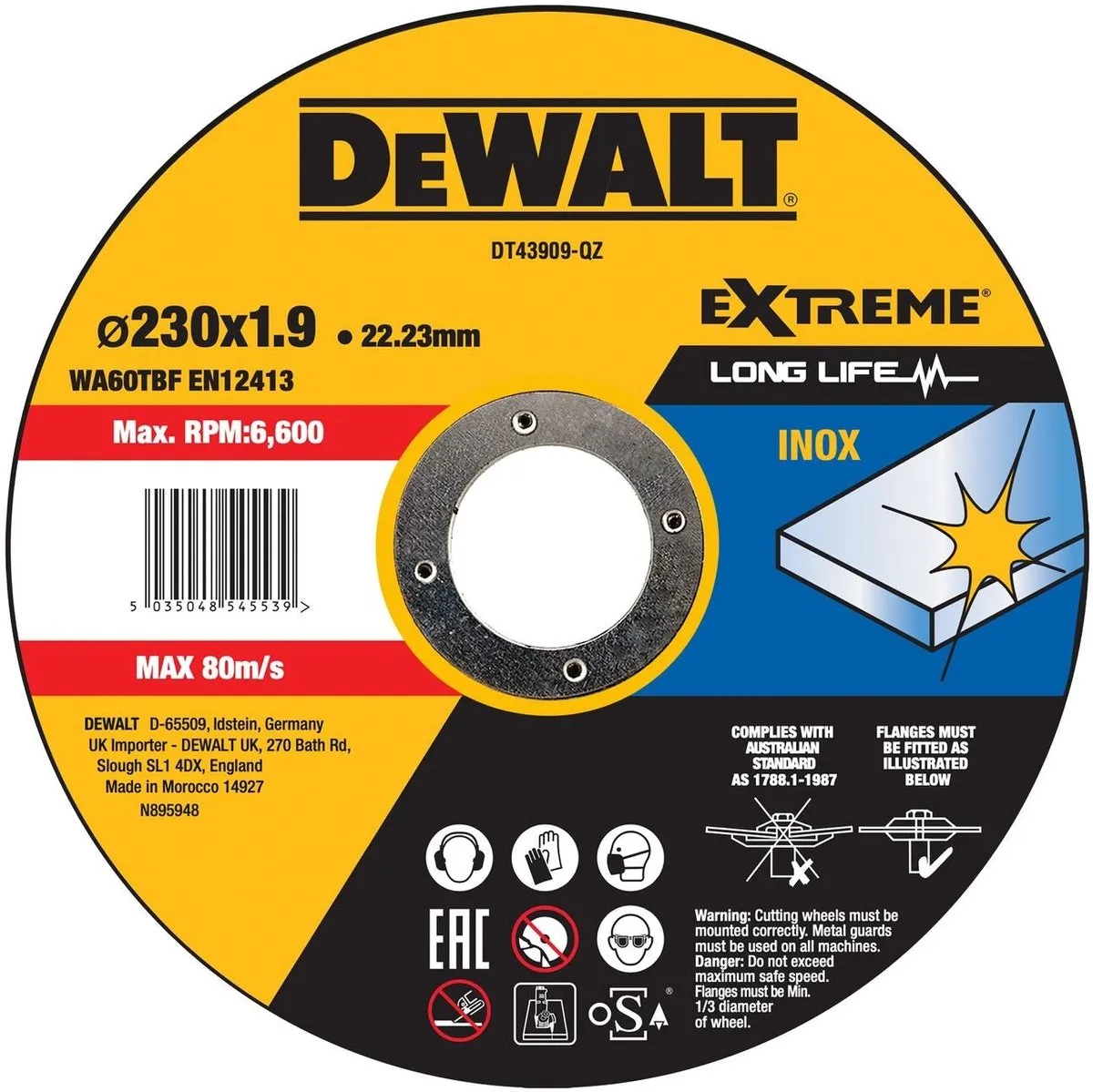 DeWalt DT43909 Doorslijpschijf RVS 230mm - Metaal