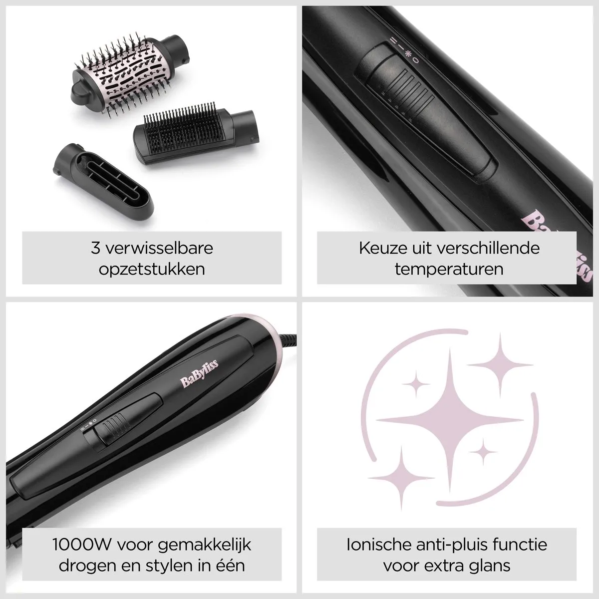 Babyliss Style Smooth 1000 AS128E Föhnborstel - 1000W - Zwart