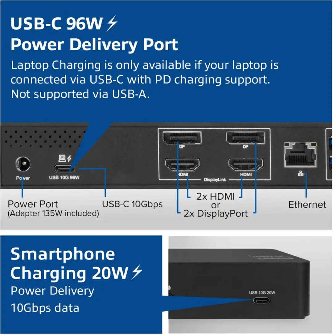 ACT USB-C Docking Station AC7160 4K - Zwart