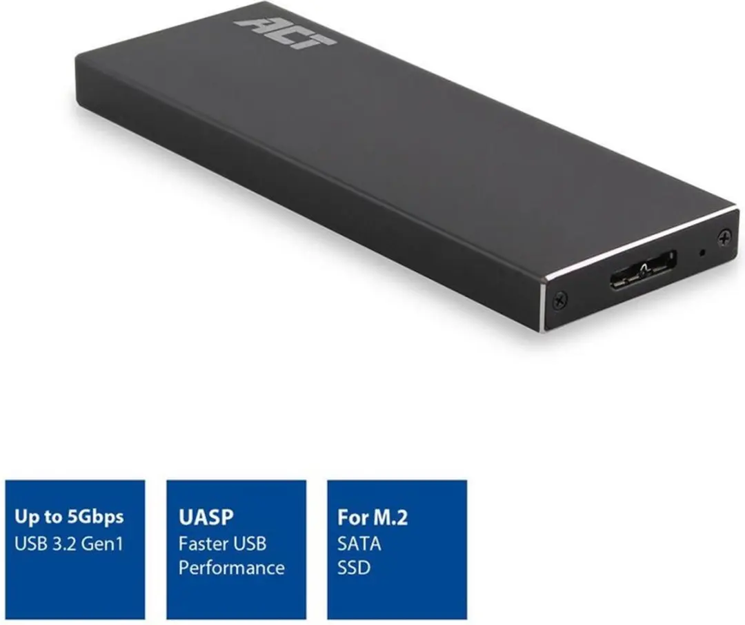 ACT AC1600 M.2 SATA SSD Behuizing - USB 3.2 Gen1 - Zwart