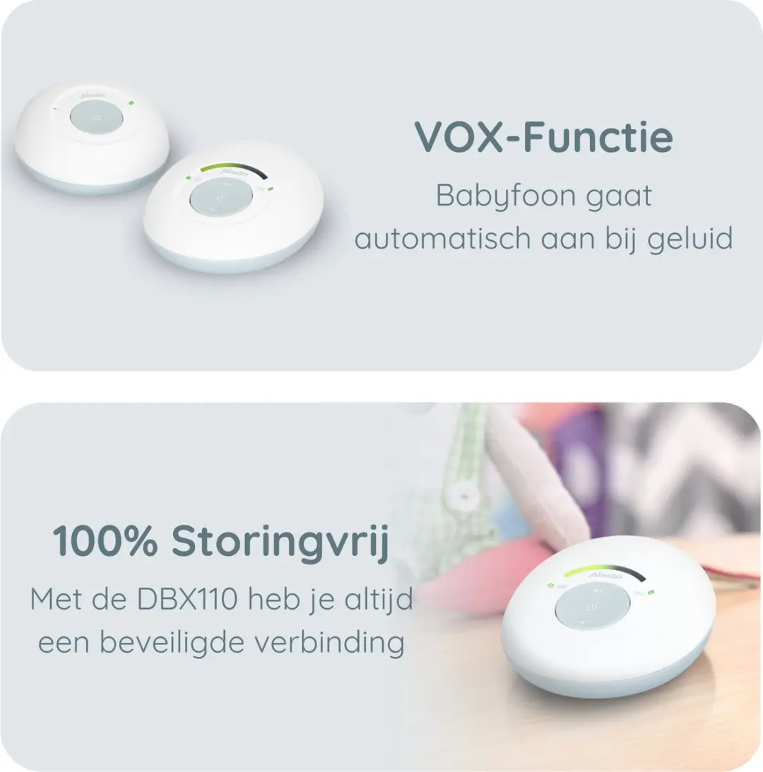Alecto DBX110 Full Eco DECT Babyfoon - Wit-Blauw