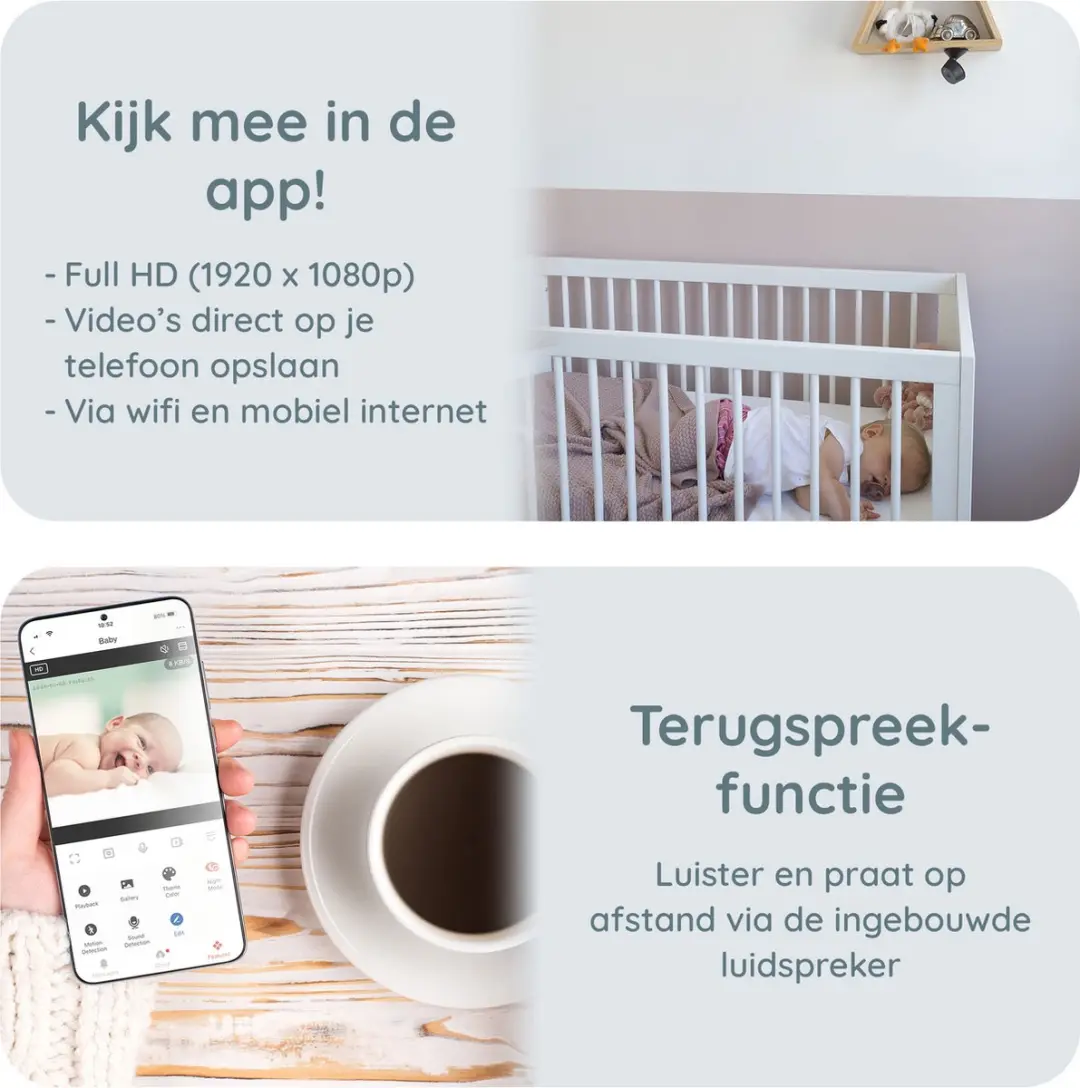 Alecto SMARTBABY5 Wifi Babyfoon met Camera - Full HD - Wit