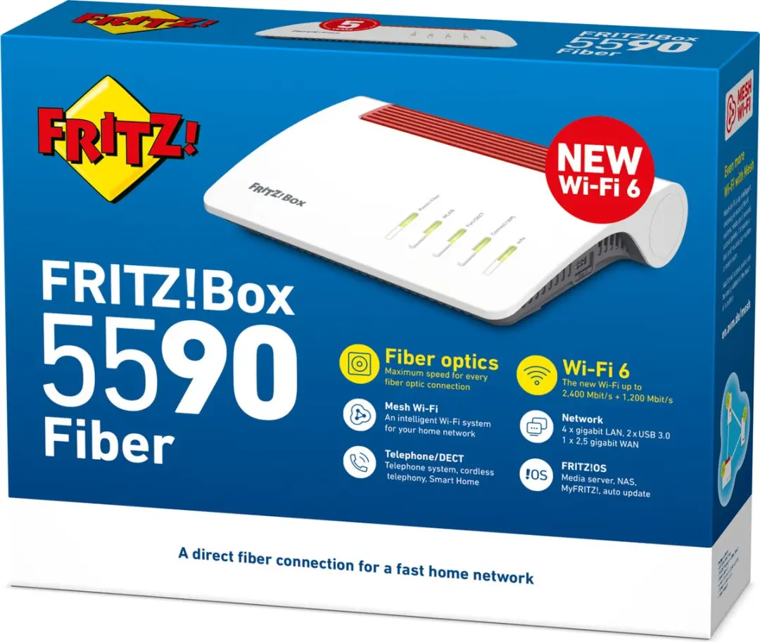 FRITZ!Box 5590 Fiber WiFi 6 Router - 3600 Mbps - Wit