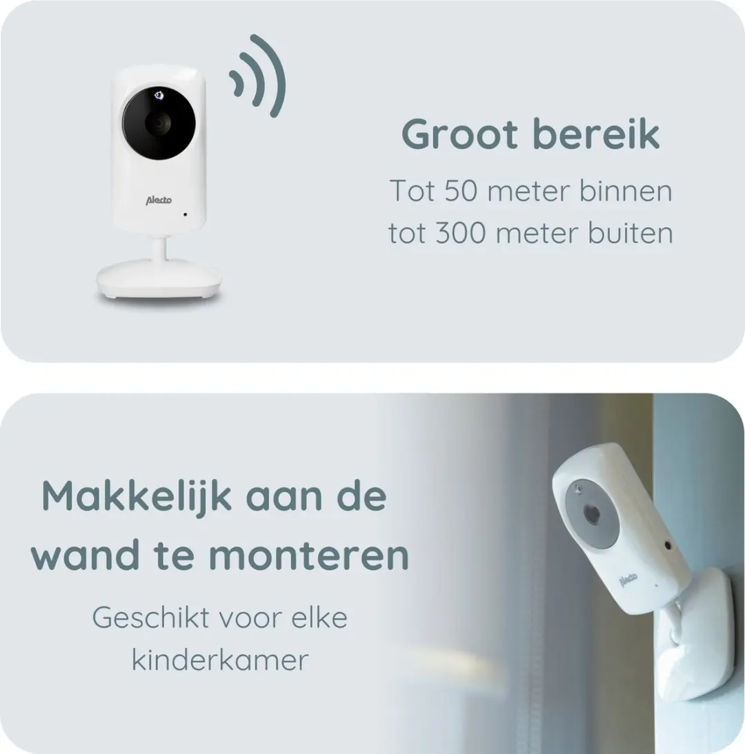 Alecto BO64 Uitbreidbare Babyfoon met Camera 2.4" - Wit