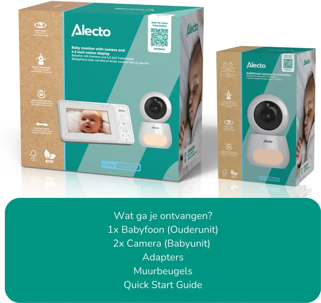 Alecto Babyfoon Bundel DVM2043 - 2 Camera's Wit