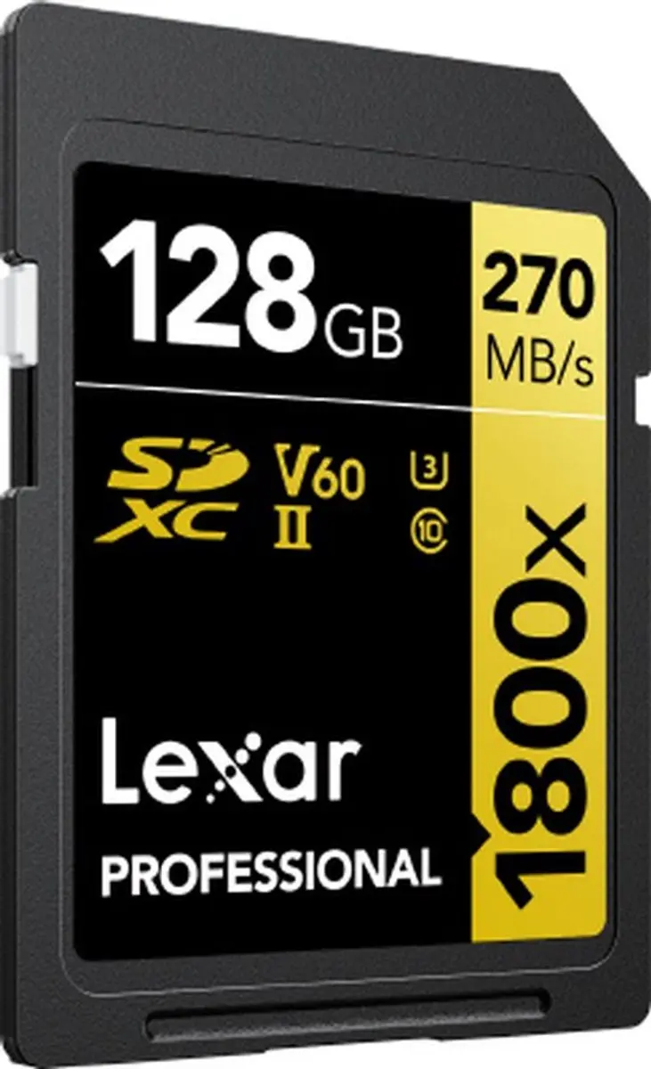 Lexar SD Pro Gold Series UHS-II 1800x 128GB - 270MB/s Lezen