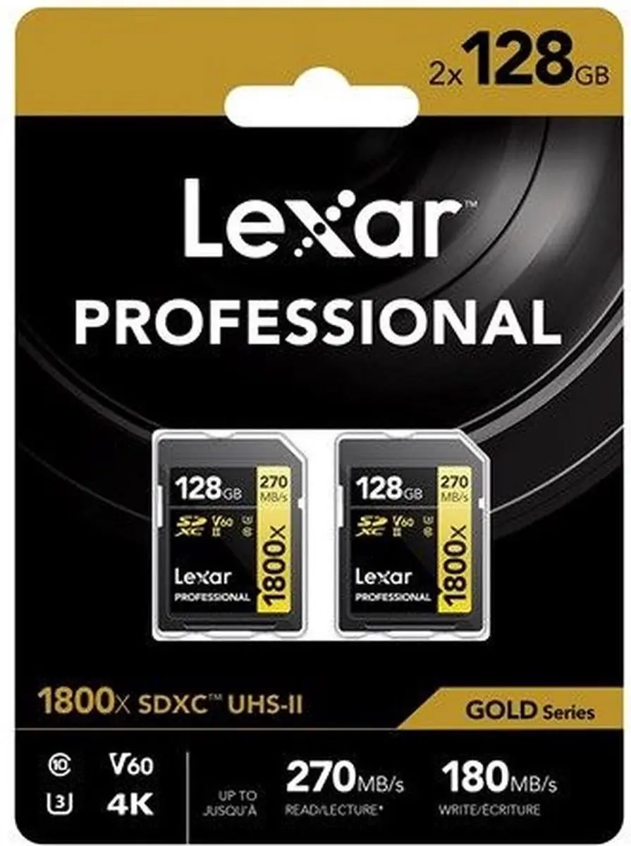 Lexar SD Pro Gold Series UHS-II 128GB (2-pack)