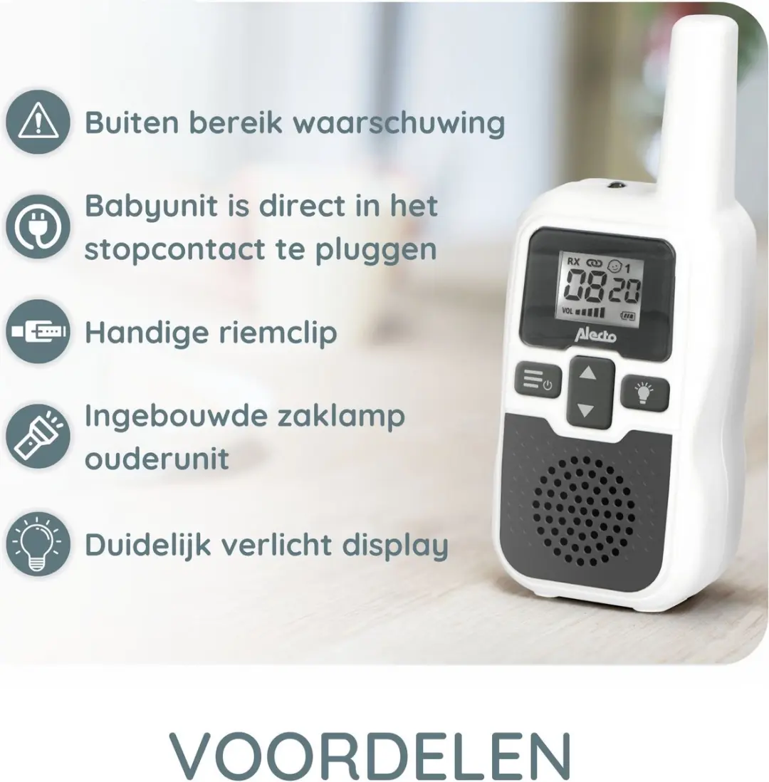 Alecto DBX-80 Babyfoon Bundel - 2 Units - 3km Bereik - Wit