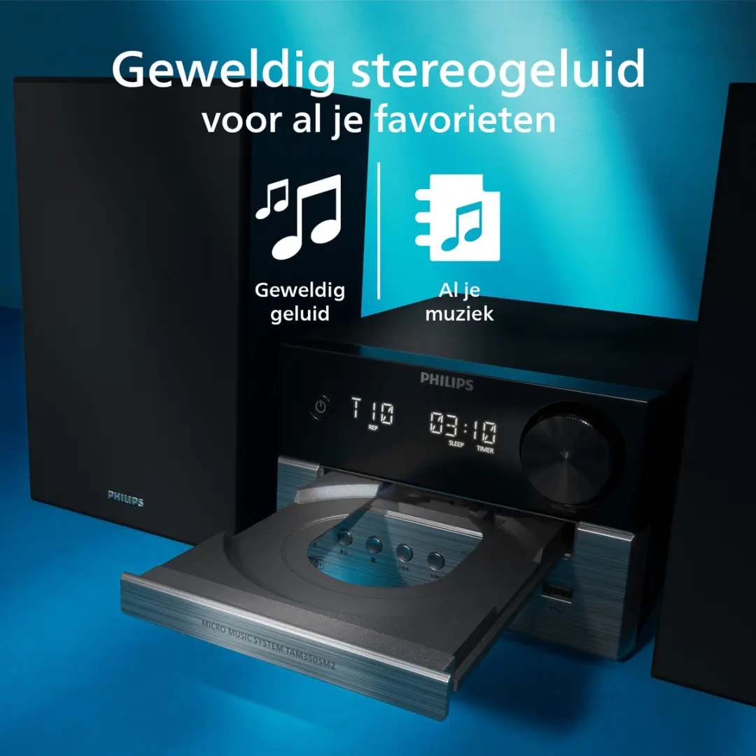 Philips TAM3505M2 Micro Muzieksysteem - Bluetooth/DAB/FM/CD - Zwart