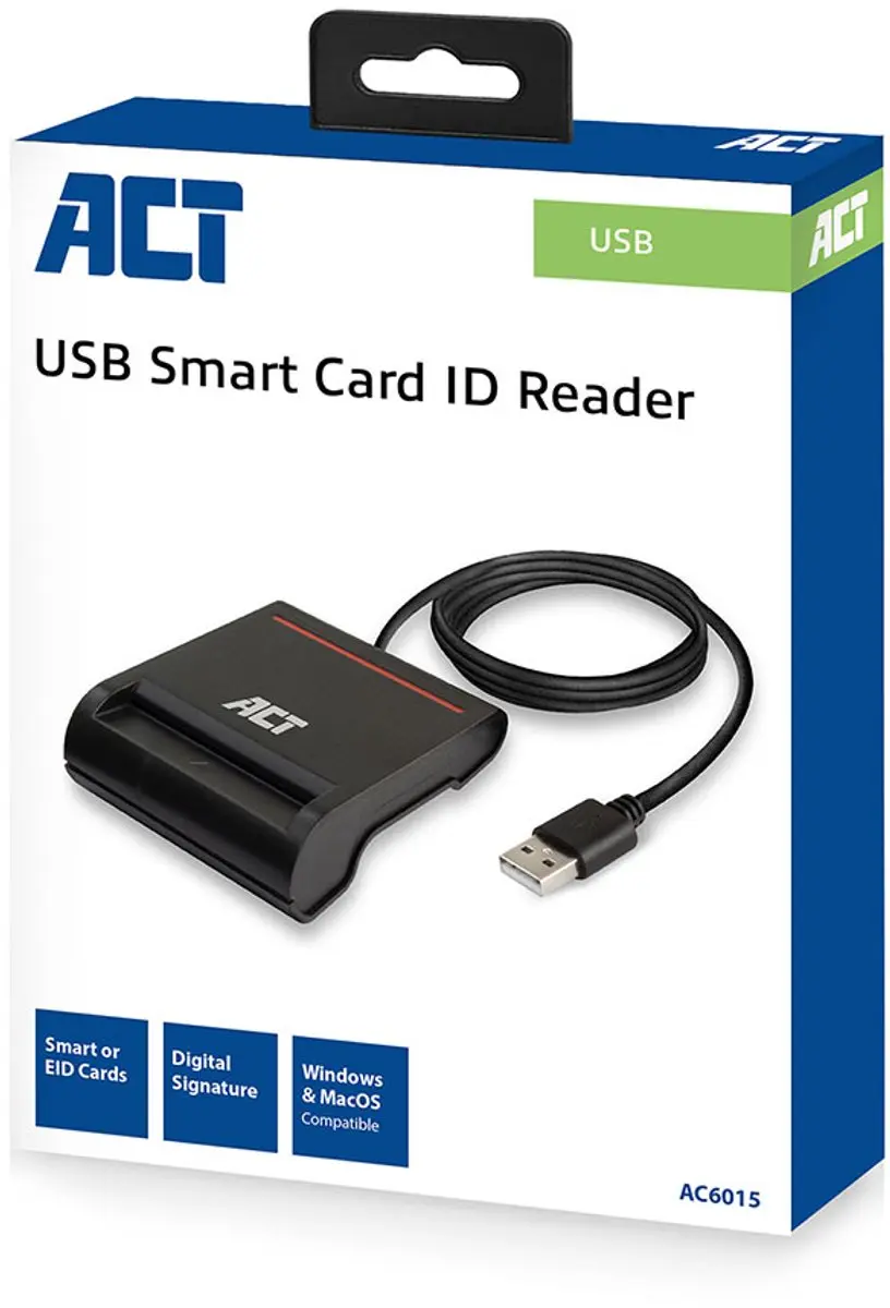 ACT AC6015 USB Smartcardlezer - Zwart