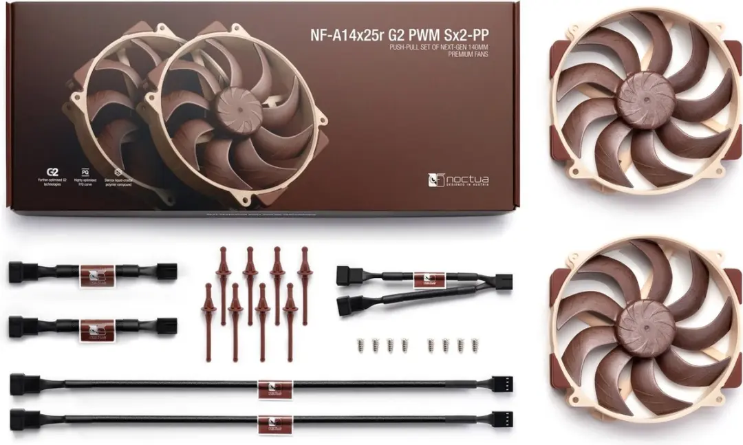 Noctua NF-A14x25r G2 PWM 2x Ventilatoren 140mm - Zwart