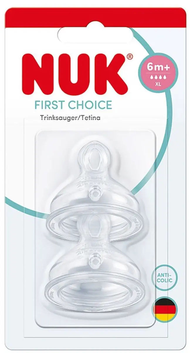 NUK First Choice Siliconen Anti-Colic Fles 2 Stuks - XL - Transparant