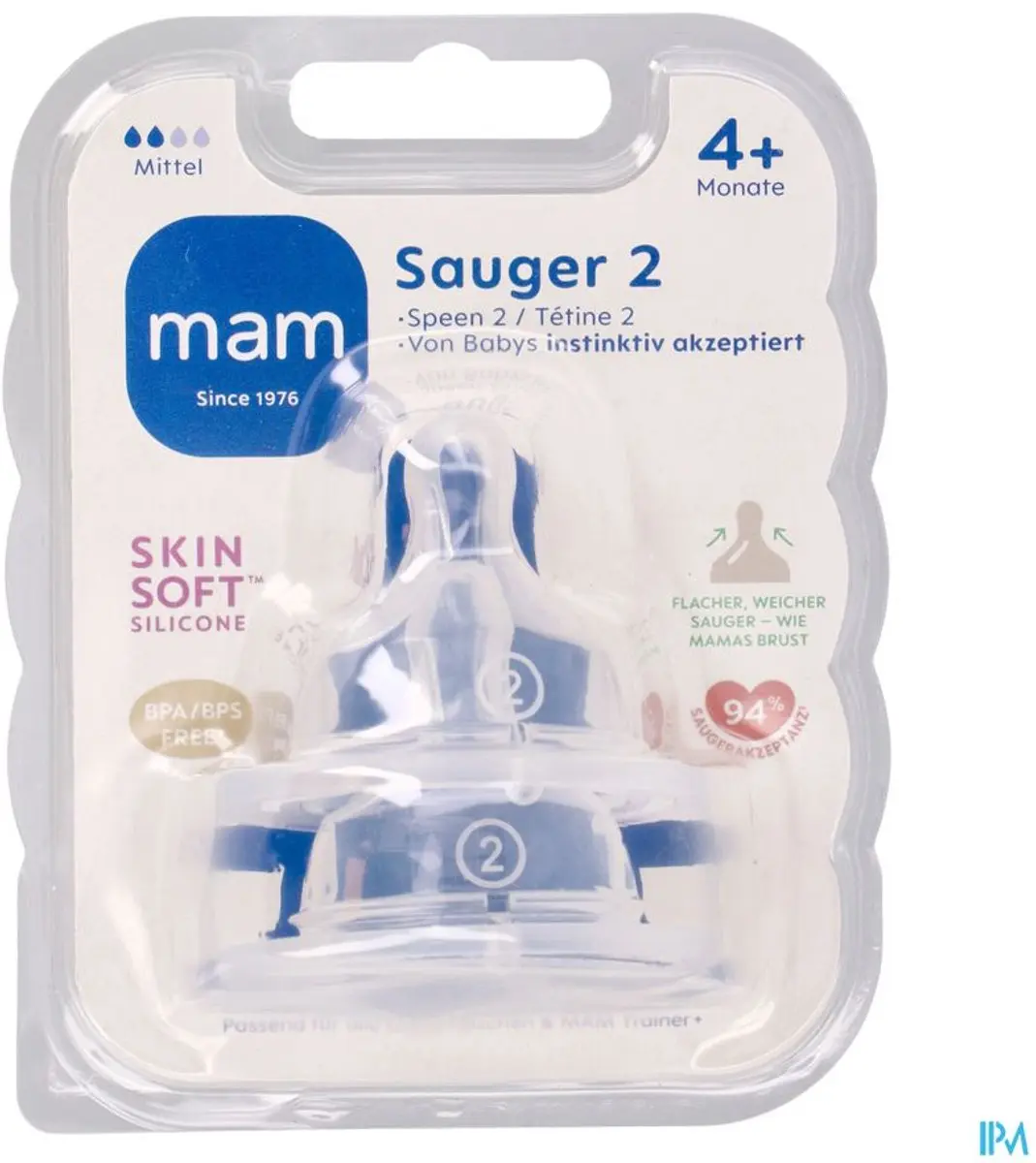 MAM Flesspeen Maat 2 4+ maanden - 2 Stuks