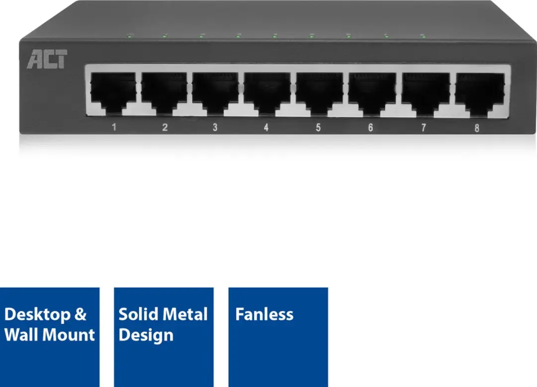 ACT AC4418 8-Poorts Gigabit Ethernet Switch - Zwart