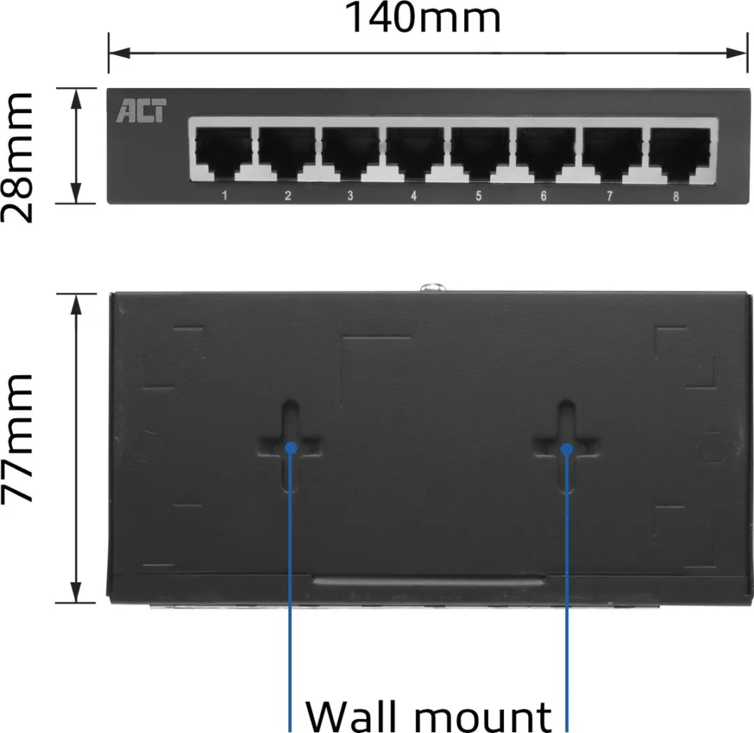 ACT AC4418 8-Poorts Gigabit Ethernet Switch - Zwart