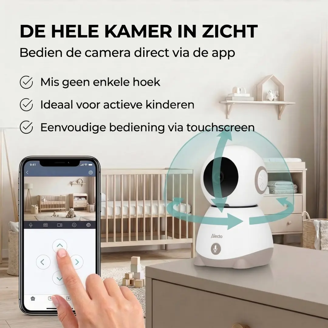 Alecto SMARTBABY10BE Wifi Babyfoon met Camera - Full HD - Beige