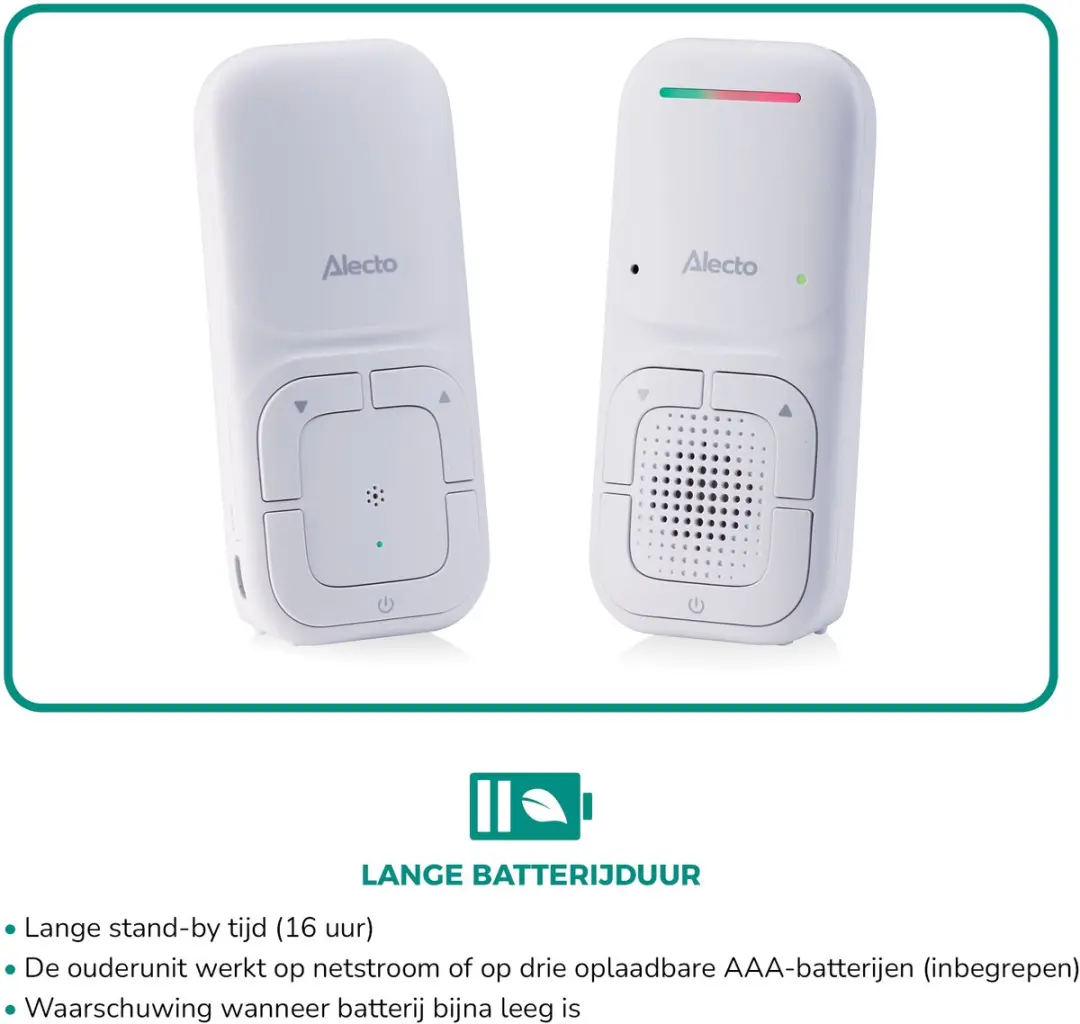Alecto DBX130 Audio Babyfoon - Full Eco DECT - Wit