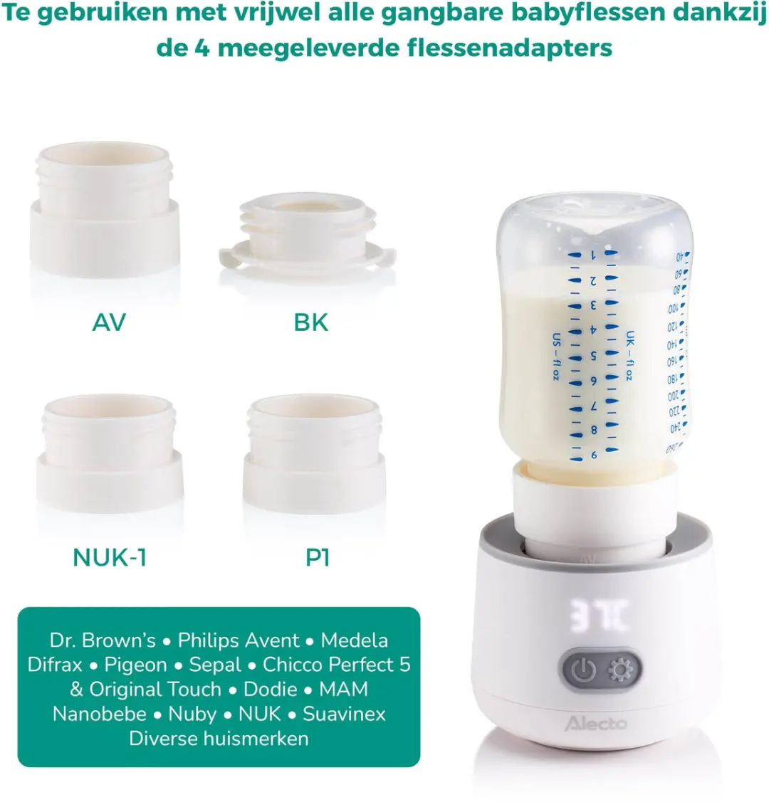 Alecto BW1000 Draagbare Baby Flessenwarmer - Wit