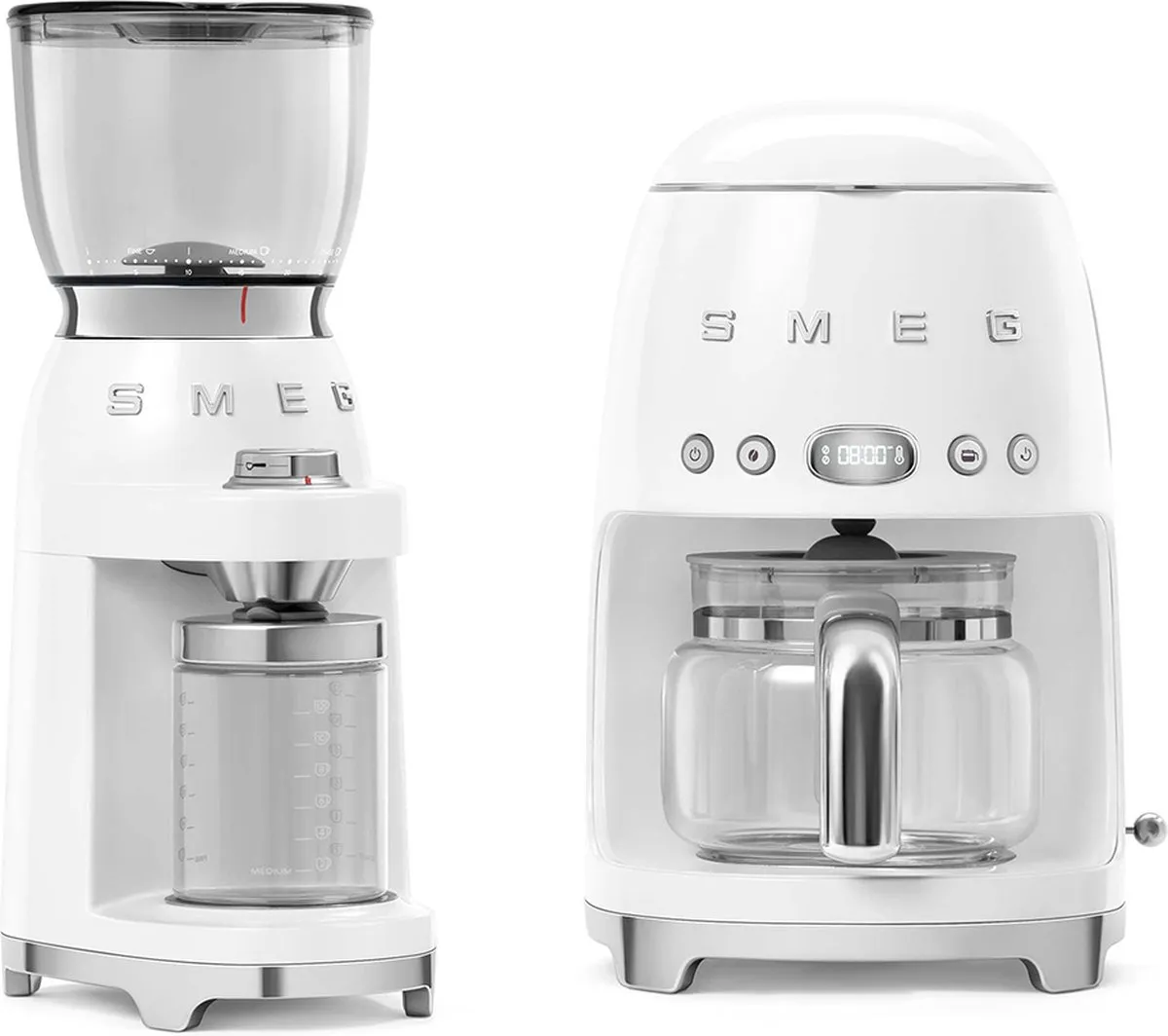 Smeg CGF01WHEU Elektrische Koffiemolen - 150W - 30 Maalstanden - Wit