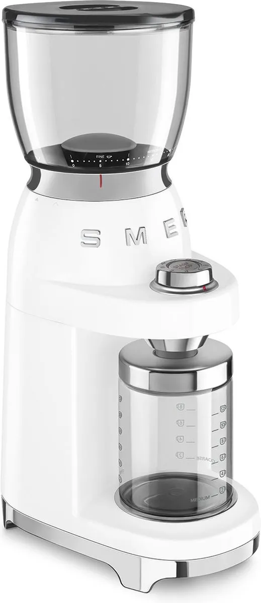 Smeg CGF01WHEU Elektrische Koffiemolen - 150W - 30 Maalstanden - Wit