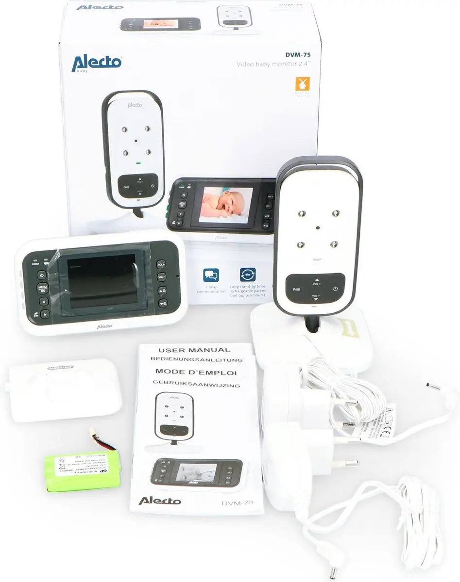 Alecto DVM-75 Babyfoon met Camera - 2.4" Kleurenscherm - Wit