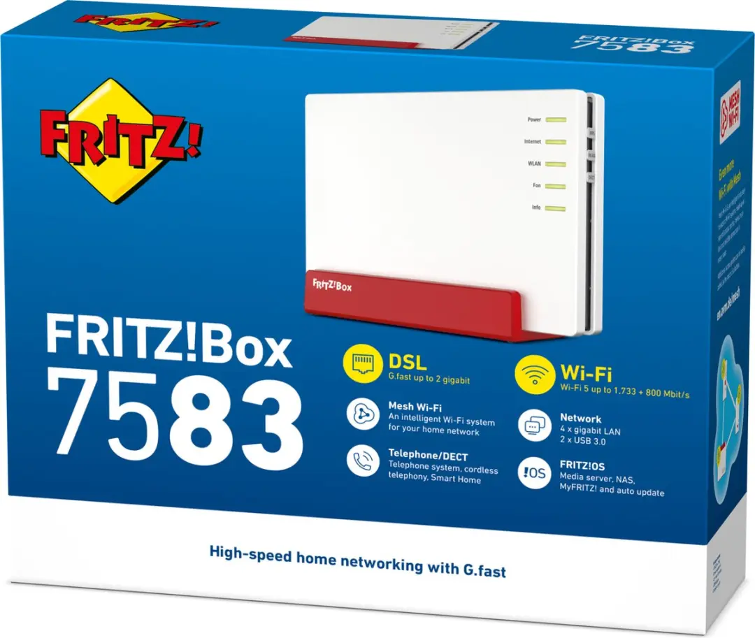 FRITZ!Box 7583 G.Fast Router - 4x Ethernet - Rood/Wit