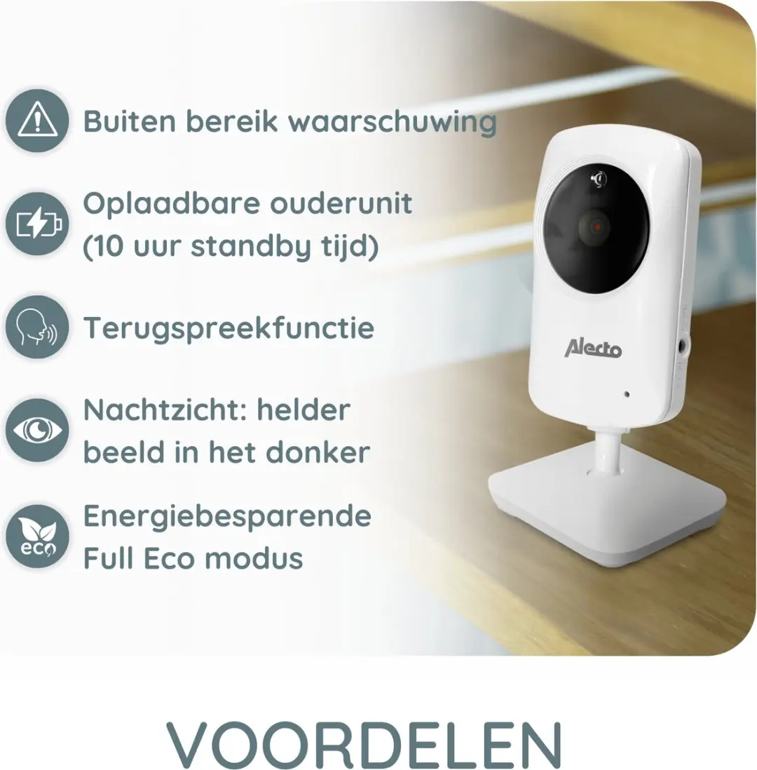 Alecto DVM-64 Babyfoon met Camera - 2.4" Scherm - Wit