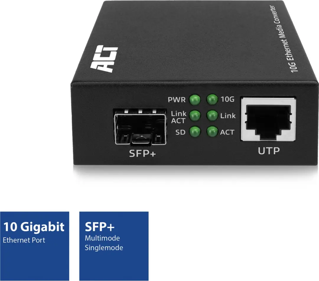 ACT AC4455 10G Ethernet Media Converter - Zwart