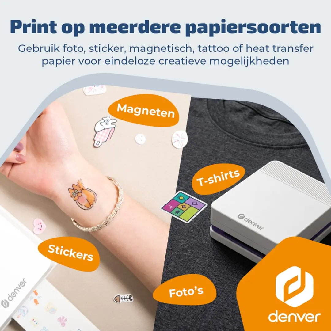 Denver Pocket Printer MCP6010 - Mobiele Fotoprinter - 20 Vellen - Wit