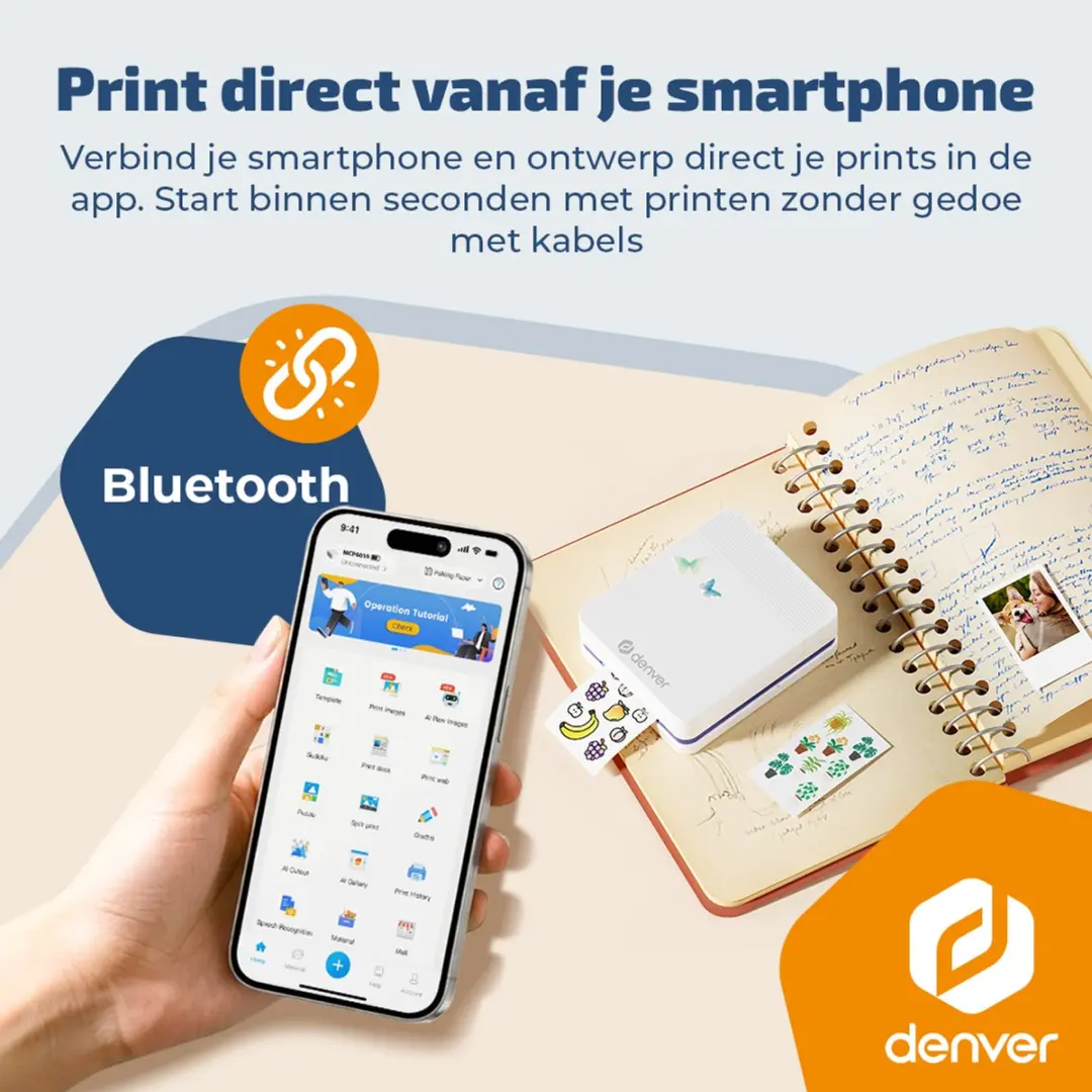 Denver Pocket Printer MCP6010 - Mobiele Fotoprinter - 20 Vellen - Wit - afbeelding 6 van 6
