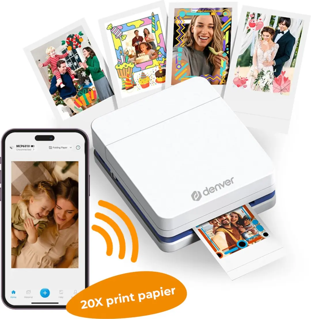 Denver Pocket Printer MCP6010 - Mobiele Fotoprinter - 20 Vellen - Wit
