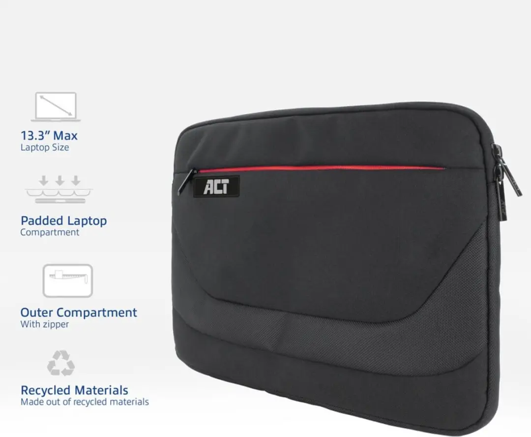 ACT Suburb Laptop Sleeve AC8575 - 13,3" Zwart