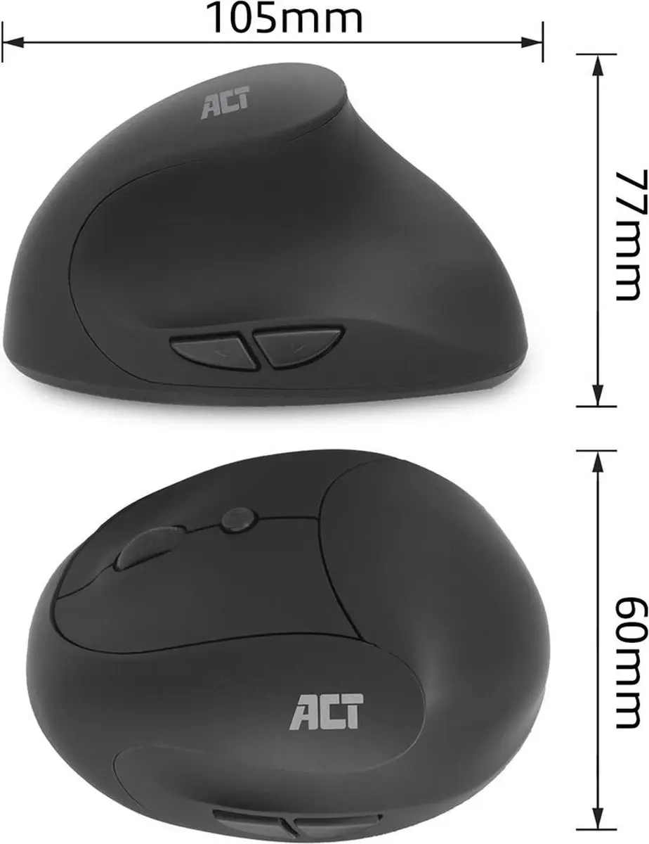 ACT AC5101 Draadloze Ergonomische Muis 1600 DPI - Zwart