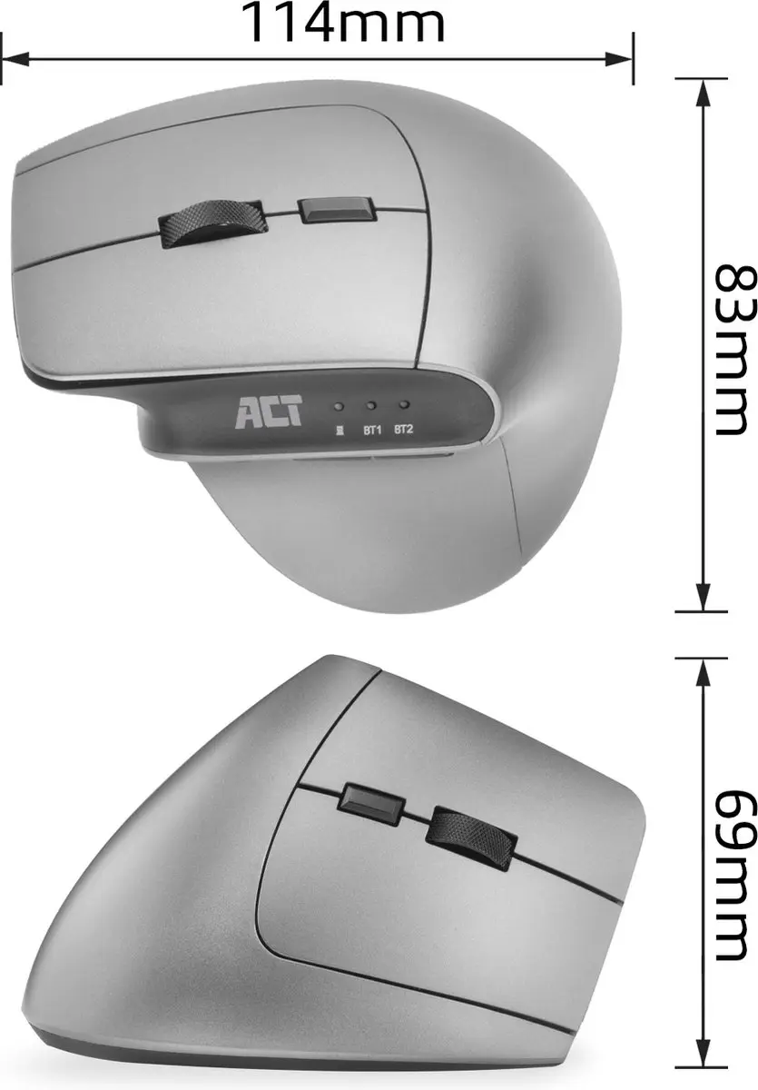ACT AC5155 Draadloze Ergonomische Muis - 7 Knoppen - Zwart/Grijs